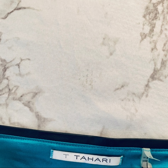 T Tahari Tweed Faux Leather Back Panel Skirt - Picture 3 of 4